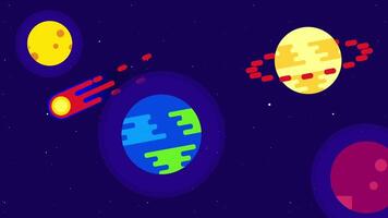 A colorful depiction of planets orbiting around a sun-like star, offering a vibrant view of a simplified model of a solar system video