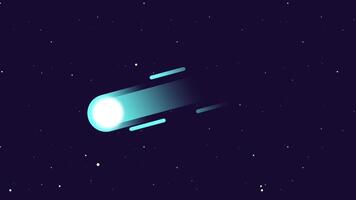 A glowing blue comet glides gracefully through space, trailing ice particles and leaving a radiant streak of frosty light behind it video