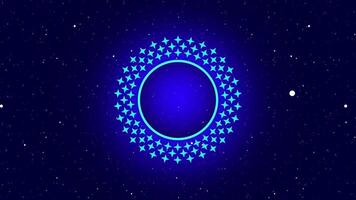 A radiant digital-themed depiction of a stellar core made of glowing blue orbs arranged in a spherical constellation-like pattern in space video
