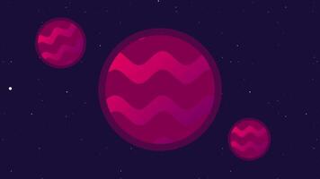 Three vibrant alien planets of varying sizes and textures float in the vast, star-speckled backdrop of deep interstellar space beyond our solar system video