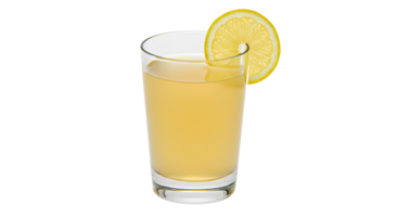 glass full of lemonade juice with lemon slice isolated on transparent background png