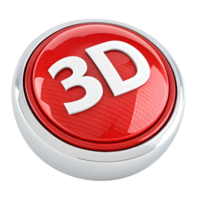 Glossy red 3d button with white text promoting three dimensional graphics png