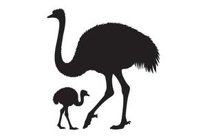 Ostrich with Baby Silhouette Design for Educational and Wildlife Projects vector
