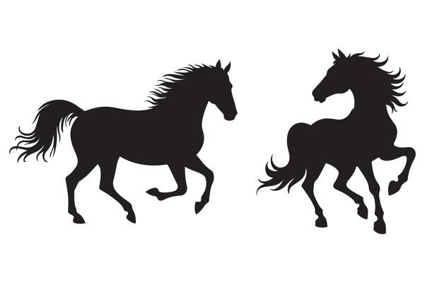 Strong Horse Silhouette Set Illustration for Western Theme Graphics