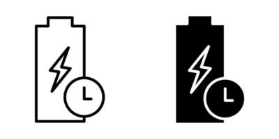 Battery time Icon set. Symbol isolated white background. illustration. color editable. vector