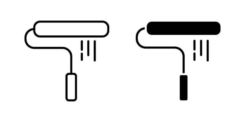 paint roller Icon set Symbol isolated white background. illustration. color editable.