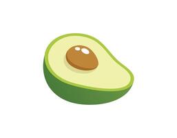 A simple image of a halved ripe avocado showing its brown pit and creamy interior, symbolizing superfood nutrition and a clean plant-based diet. vector
