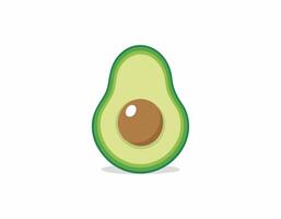 A clean illustration of a sliced avocado half with a visible brown seed and green outer skin, ideal for healthy food, nutrition, and plant-based themes. vector