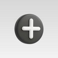 A minimalist 3D add icon on a gray background. vector