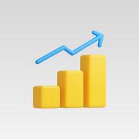 Stylized chart displaying growth with colorful blocks and upward arrow. vector