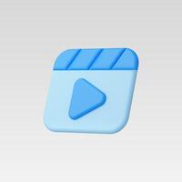 A modern blue play button icon set against a light background. vector