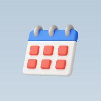 A colorful 3D calendar icon representing planning and organization. vector