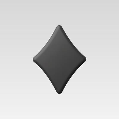 A sleek black diamond shape on a smooth gradient background.