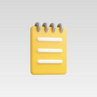A bright yellow spiral notebook with white lines, perfect for notes. vector