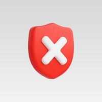 A 3D red shield icon with a white cross, symbolizing error or caution. vector