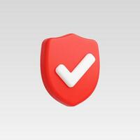 A red shield with a white check mark symbolizing security and trust. vector