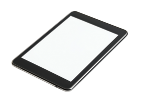 Digital tablet with a blank screen in tilted view isolated on transparent background png