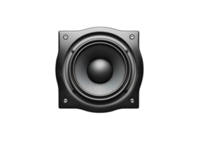 Black audio speaker with detailed texture isolated on transparent background png