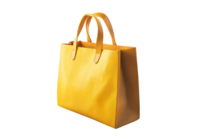 Yellow shopping bag with handles isolated on transparent background png