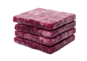 A stack of frozen acai berry pulp blocks isolated on transparent background png