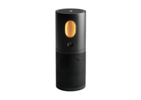 Smart voice assistant speaker with glowing indicator light isolated on transparent background png