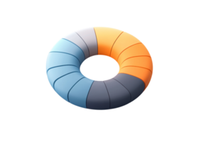 Circular segmented 3D chart with blue and orange tones isolated on transparent background png