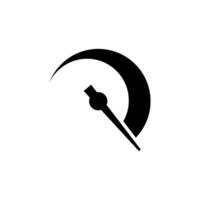 A black and white logo of a clock vector