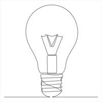 Continuous line drawing of a light bulb, symbolising an idea concept vector