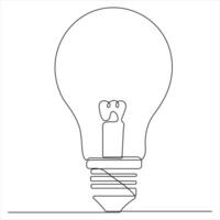 Continuous single-line drawing of a light bulb, symbolising an idea vector