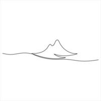 Continuous single line drawing mountain range landscape top view of mounts in simple outline style outline illustration vector