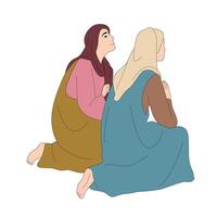 Women worshipper Jesus resurrections illustration vector