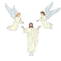 Jesus and angels Jesus resurrections illustration vector
