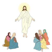 Jesus resurrections among his worshippers illustration vector