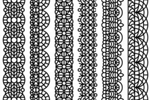 Intricate ornate, floral lace, trim seamless patterns. Abstract decorative ornamental vintage borders for your creations, art and design projects. vector