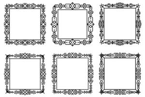 Set of Decorative Ornamental Borders With Intricate Designs. Abstract square ethnic, art deco frame designs. vector
