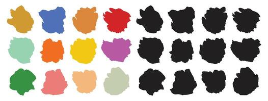 Different shapes of Paint splatter and drops, ink blobs vector