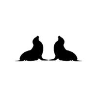 Silhouette or the Pair Pinnipeds or Seals, can use for Logo, Pictogram, Aquatic Animal, Poster or Graphic Design Element. Size and Color Editable vector