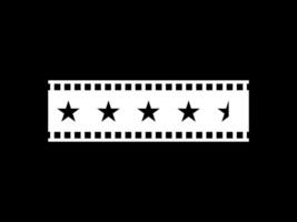 Visual of the Five -5- Star Sign in the Filmstrip Silhouette. Rating Icon Symbol for Film or Movie Review, Pictogram, Apps, Website or Graphic Design Element. Rating 4,5 Star. Flat and Editable vector