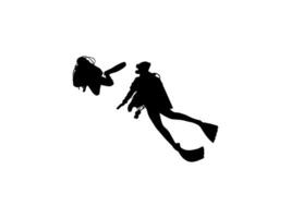 Silhouette of the Diving, can use for Logo Gram, Sticker, Pictogram, Website, Apps, etc. Black White and Editable vector