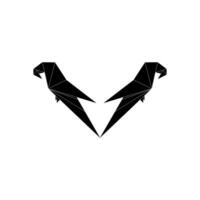 Pair of the Macaw, Ara, Parrot Shape Inspired by Origami Form, can use for Logo, Pictogram, Bird Figure, Website, Apps, etc. Editable vector