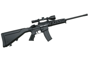 A rifle with a scope and a scope on it png