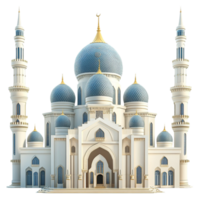 Blue Domed Mosque with Elegant Architecture png
