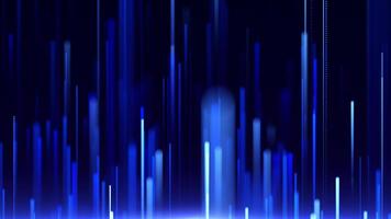 Bright glowing blue dynamic lines motion. Abstract neon speed lines on black. Light trails. Abstract glowing digital lines rising on a dark blue background. Technology, finance, digital data stream. video