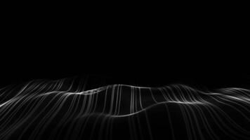 Abstract waves seamlessly flowing with soft light and bokeh. White and black digital waves. Technology, engineering, science and artificial intelligence background. Simple line wavy . 4k 60fps video