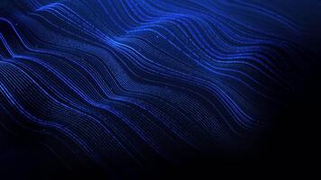 Line wavy blue background. Abstract glowing big data slow motion. blue background wavy modern shape. Abstract blue digital particles wave of particles. Blue wave space. 4k 60fps VJ loop. video