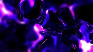 Stylish 3D Abstract Animation Color Wavy Smooth Wall. Concept Multicolor Liquid Pattern. Purple Blue Wavy Reflection Surface Macro. Trendy Colorful Fluid Abstraction Flow. Beautiful VJ loop video