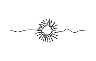 Sunset Web Banner with Continuous Line Icon vector