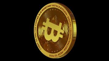 Cryptocurrency, Gold Bitcoin in Full Rotation, Alpha Channel, Coin, Exclusive, Looped, Transparent Background, Money, Blockchain video