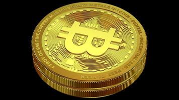 Cryptocurrency, Two Gold Bitcoins in Full Rotation, Alpha Channel, Coin, Exclusive, Looped, Transparent Background, Money, Blockchain video