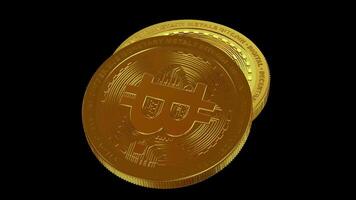 Finances, Two Gold Bitcoins in Full Rotation, Cryptocurrency, Alpha Channel, Exclusive, Looped, Transparent Background, Coin, Blockchain video